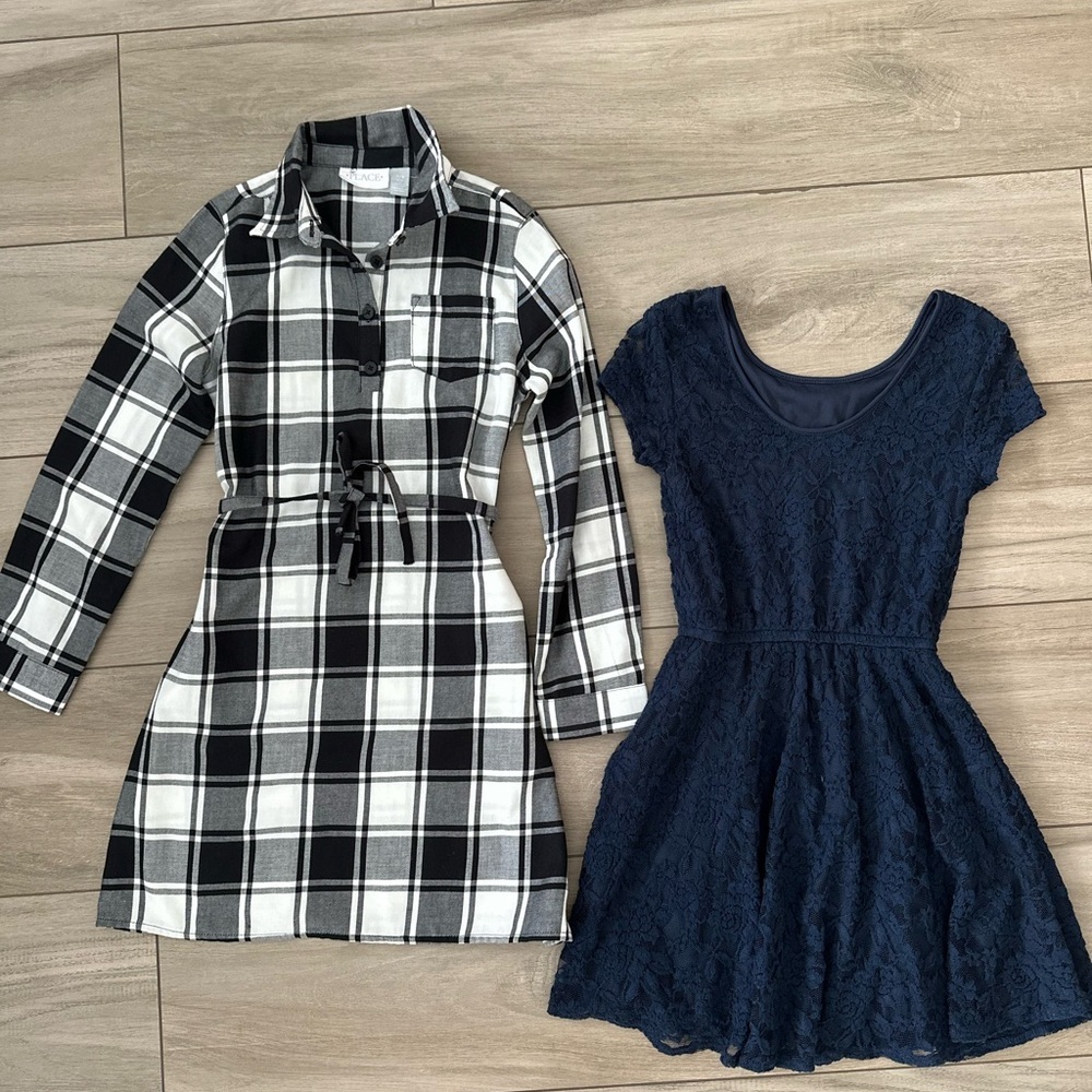 Girls Plaid and Lace Kids Dress Bundle fall dress bundle size 8